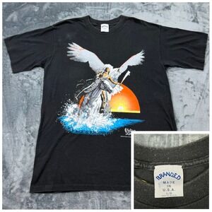 Vintage Branded Native Land Single Stitch T Shirt Mens Large Black Eagle Horse